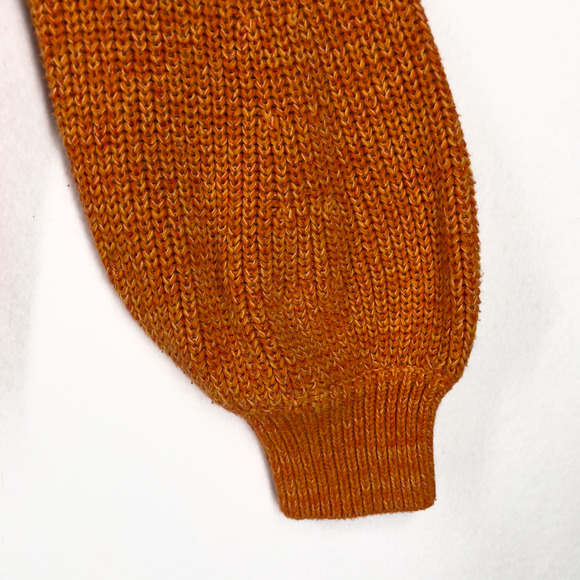 H&M Knitted Pullover Pumpkin Orange Ribbed Bishop Sleeve Chunky Size Large - Picture 4 of 5